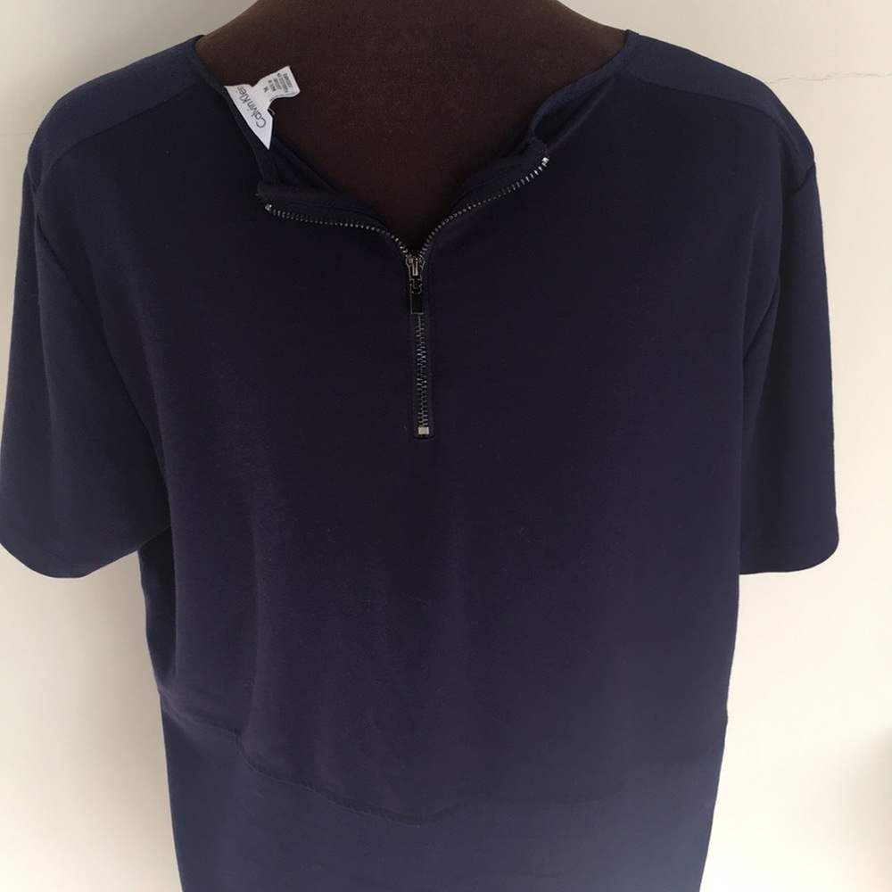 Navy M CALVIN KLEIN Short Sleeve Hi low Top